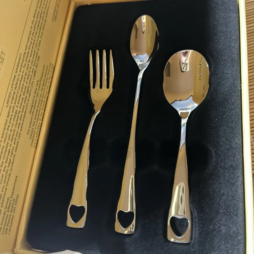 Oneida CHATEAU 18/10 SS 3-Piece Baby Infant Flatware Set NEW Baby Gift Boxed NIB